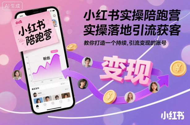 小红书实操陪跑营，实操落地引流获客，教你打造一个持续引流变现的账号-创享网