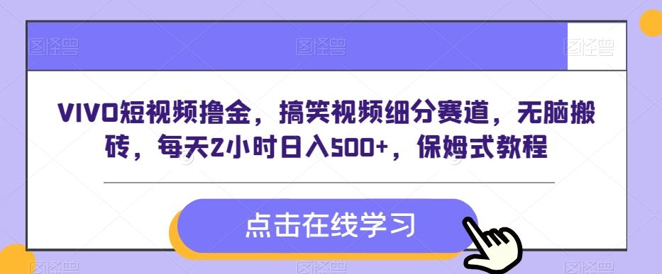 VIVO短视频撸金，搞笑视频细分赛道，无脑搬砖，每天2小时日入500+，保姆式教程 - 创享网-创享网