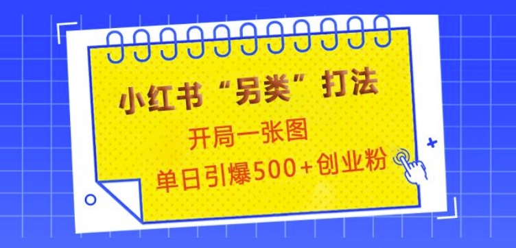 小红书“另类”打法，开局一张图，单日引爆500+精准创业粉【揭秘】 - 创享网-创享网