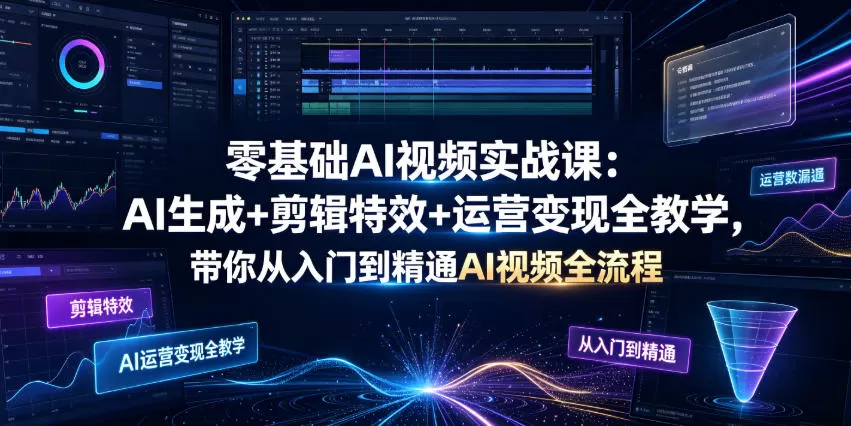零基础AI视频实战课｜AI生成+剪辑特效+运营变现，一站式从入门到精通-创享网