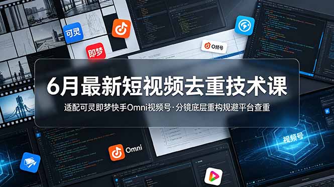 6月最新短视频去重技术课，适配可灵即梦快手Omni视频号，分镜底层重构规避平台查重 - 创享网-创享网