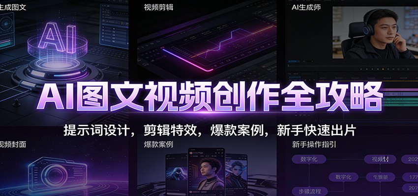 AI图文视频创作全攻略：提示词设计，剪辑特效，爆款案例，新手快速出片 - 创享网-创享网