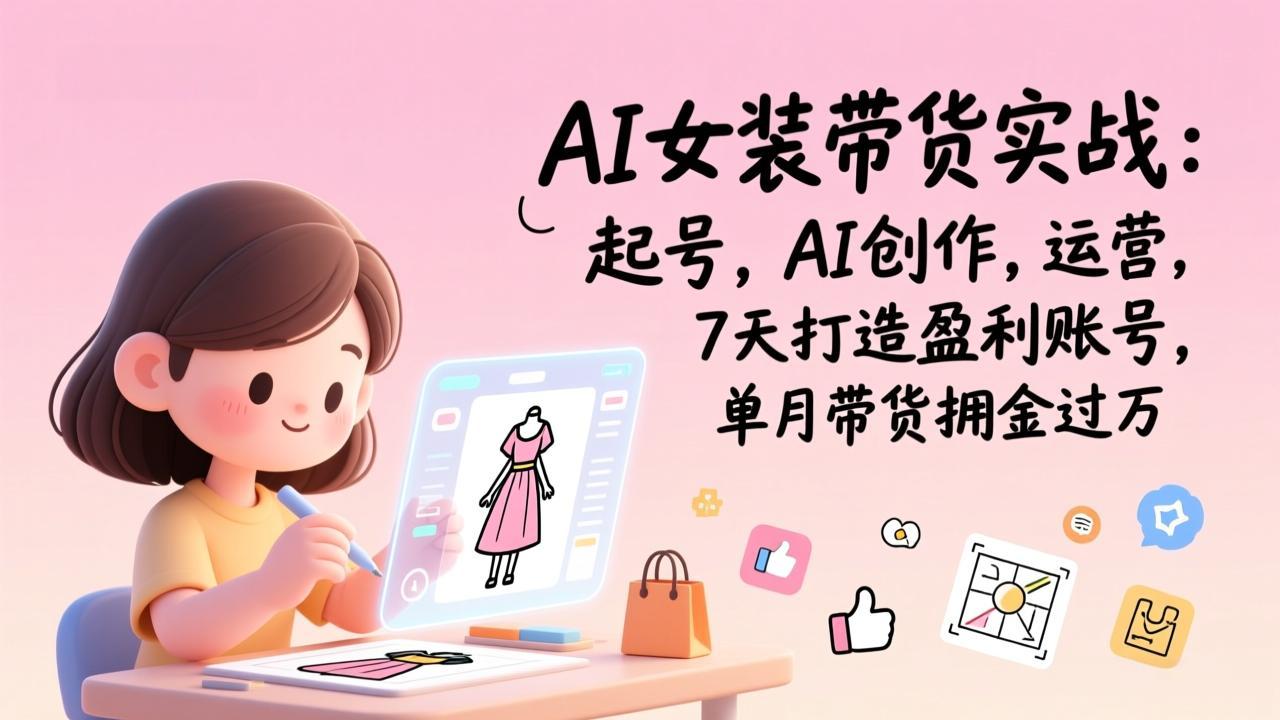 AI女装带货实战：起号，AI创作，运营，7天打造盈利账号，单月带货佣金过万-创享网
