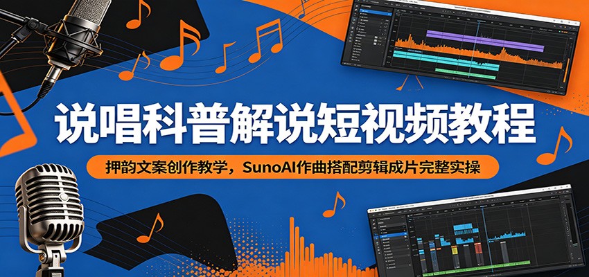 说唱科普解说短视频教程：押韵文案创作教学，SunoAI作曲搭配剪辑成片完整实操 - 创享网-创享网