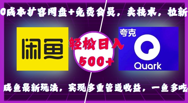 0成本扩容网盘+免费会员，卖技术，拉新，咸鱼最新玩法，实现多重管道收益，一鱼多吃，轻松日入500+ - 创享网-创享网
