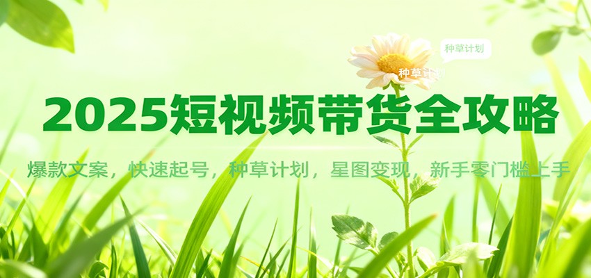 2025短视频带货全攻略：爆款文案，快速起号，种草计划，星图变现，新手零门槛上手-创享网