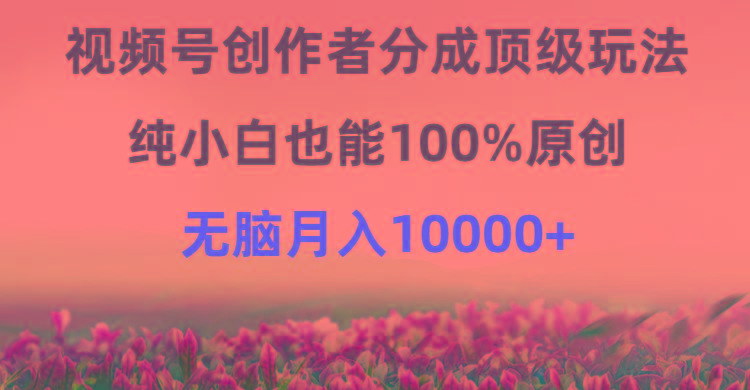 (9608期)视频号创作者分成顶级玩法，纯小白也能100%原创，无脑月入10000+ - 创享网-创享网
