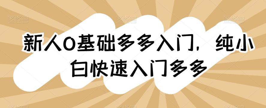 新人0基础多多入门，​纯小白快速入门多多 - 创享网-创享网