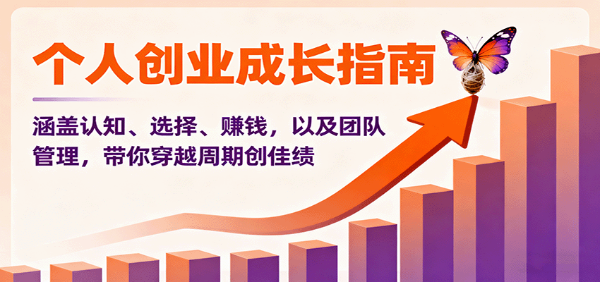 个人创业成长指南:涵盖认知、选择、赚钱,以及团队管理,带你穿越周期创佳绩-创享网