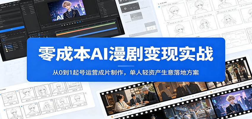 零成本AI漫剧变现实战：从0到1起号运营成片制作，单人轻资产生意落地方案 - 创享网-创享网