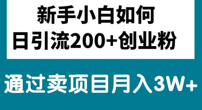 新手小白日引流200+创业粉,通过卖项目月入3W+ - 创享网-创享网