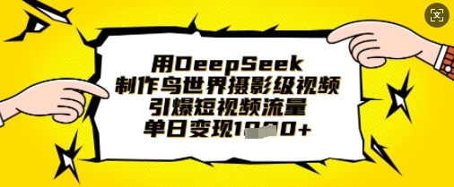 用DeepSeek制作鸟世界摄影级视频，引爆短视频流量，单日变现1k - 创享网-创享网