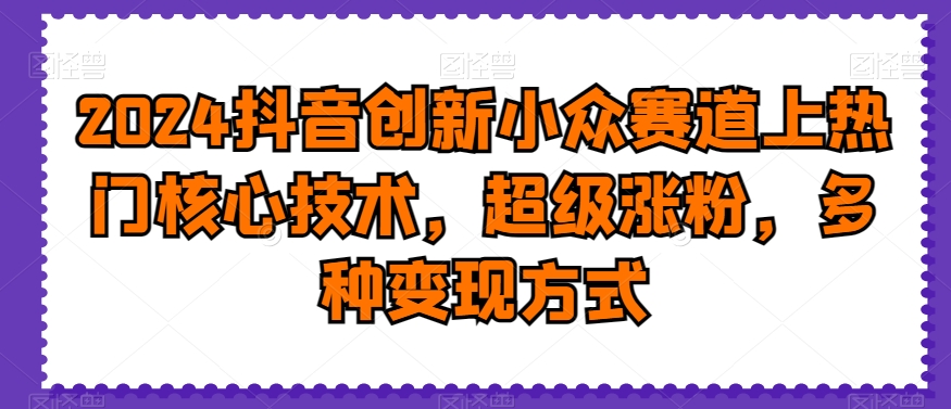 2024抖音创新小众赛道上热门核心技术，超级涨粉，多种变现方式【揭秘】 - 创享网-创享网