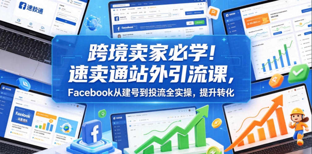 跨境卖家必学！速卖通站外引流课，Facebook从建号到投流全实操，提升转化-创享网