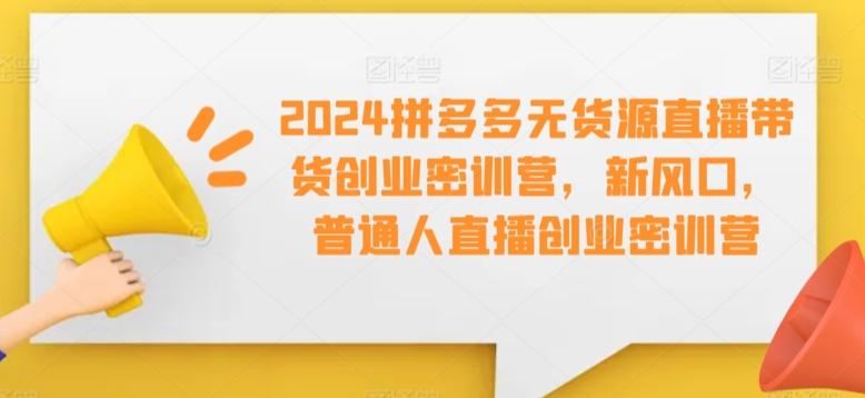 2024拼多多无货源直播带货创业密训营，新风口，普通人直播创业密训营 - 创享网-创享网