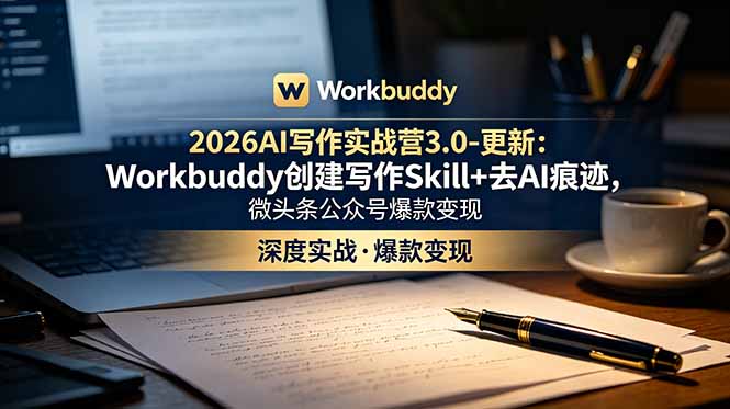 2026AI写作实战营3.0-更新：Workbuddy创建写作Skill+去AI痕迹，微头条公众号爆款变现 - 创享网-创享网