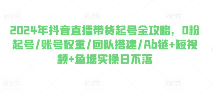 2024年抖音直播带货起号全攻略，0粉起号/账号权重/团队搭建/Ab链+短视频+鱼塘实操日不落 - 创享网-创享网