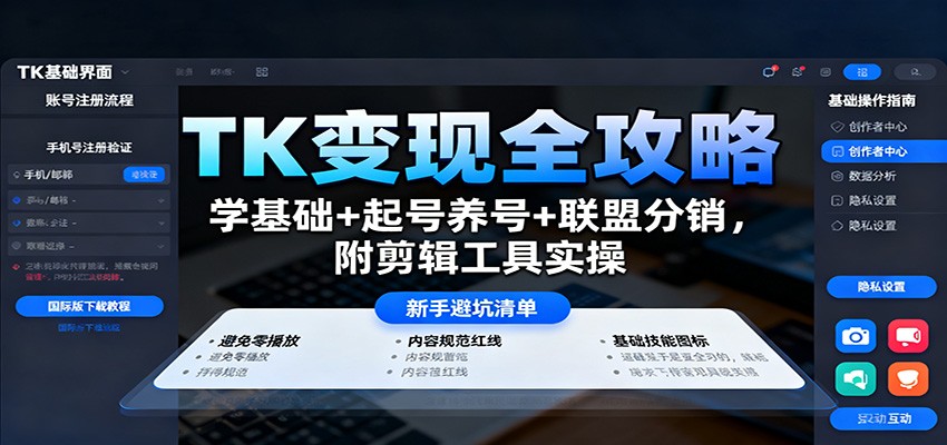 TK变现全攻略：学基础+起号养号+联盟分销，附剪辑工具实操-创享网