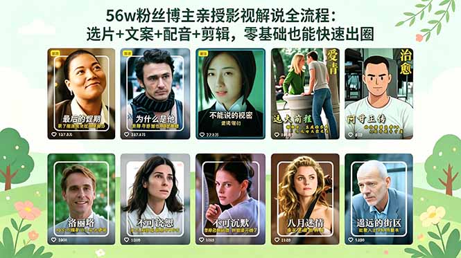 56万粉丝博主亲授影视解说全流程：选片+文案+配音+剪辑，零基础也能快速出圈 - 创享网-创享网