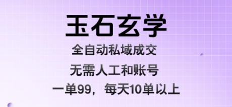 玉石玄学全自动私域成交，一单99每天十单以上，无需人工和矩阵账号，蓝海项目直接干【揭秘】 - 创享网-创享网