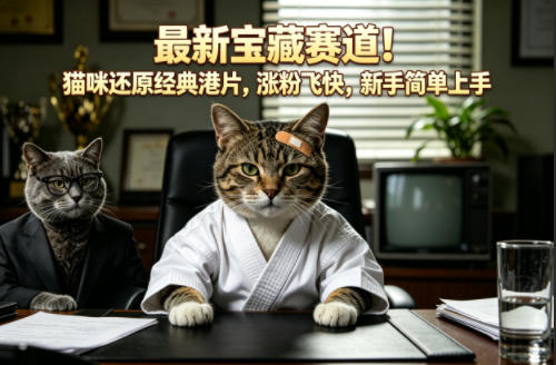 最新宝藏赛道！猫咪还原经典港片，涨粉飞快，新手简单上手-创享网