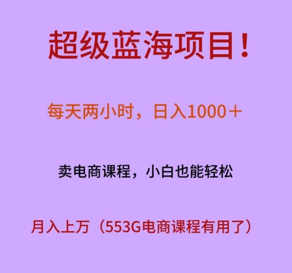 超级蓝海项目！每天两小时，日入‌1000＋，卖电商课程，小白也能轻‌松，月入上万 - 创享网-创享网