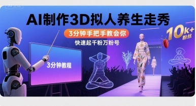 Ai制作3D拟人养生走秀，3分钟手把手教会你，快速起千粉万粉号 - 创享网-创享网