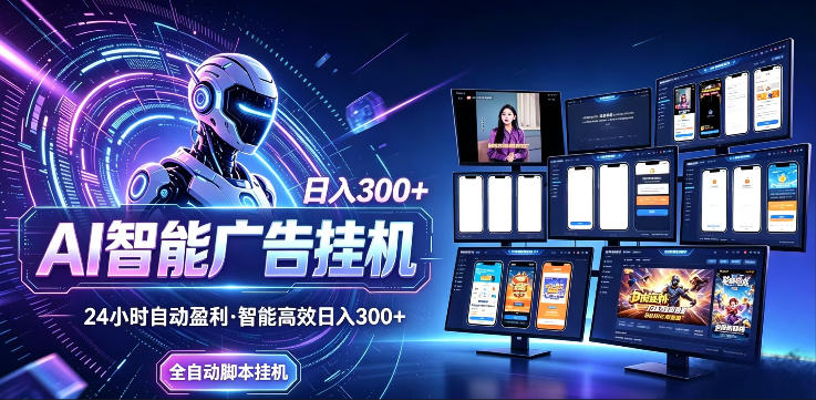 AI智能广告挂G项目，无需人工，单机稳定日入200+，可矩阵放大，24小时不间断刷广告賺收益【揭秘】 - 创享网-创享网
