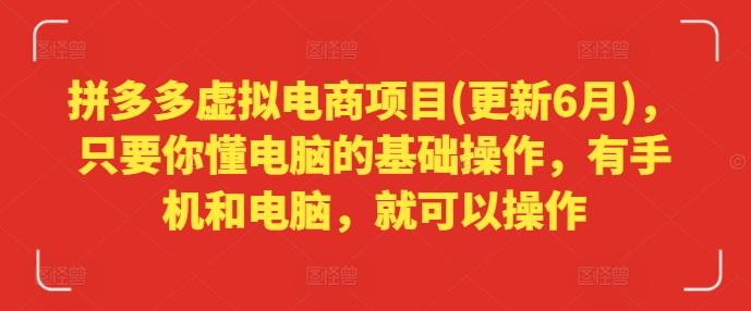 拼多多虚拟电商项目(更新6月)，只要你懂电脑的基础操作，有手机和电脑，就可以操作 - 创享网-创享网