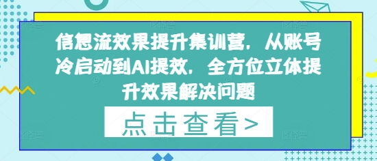 信息流效果提升集训营，从账号冷启动到AI提效，全方位立体提升效果解决问题 - 创享网-创享网