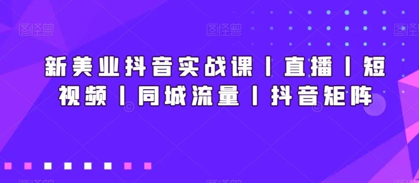 新美业抖音实战课丨直播丨短视频丨同城流量丨抖音矩阵 - 创享网-创享网