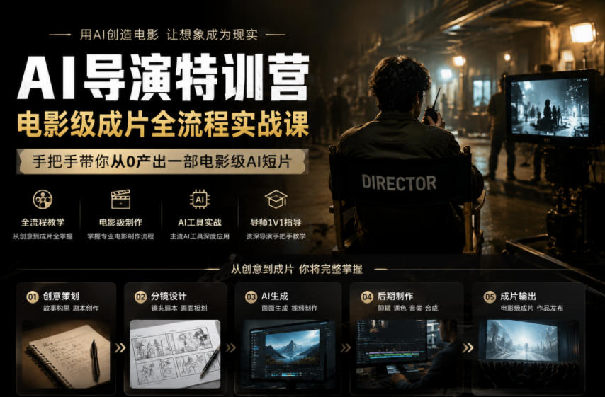 AI导演特训营，电影级成片全流程实战课，手把手带你从0产出一部电影级AI短片-创享网