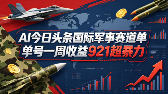 AI今日头条国际军事赛道，单号一周收益921，超暴力-创享网