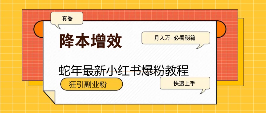 蛇年最新小红书爆粉教程，狂引副业粉，月入万+必看 - 创享网-创享网