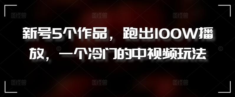 新号5个作品，跑出100W播放，一个冷门的中视频玩法【揭秘】 - 创享网-创享网