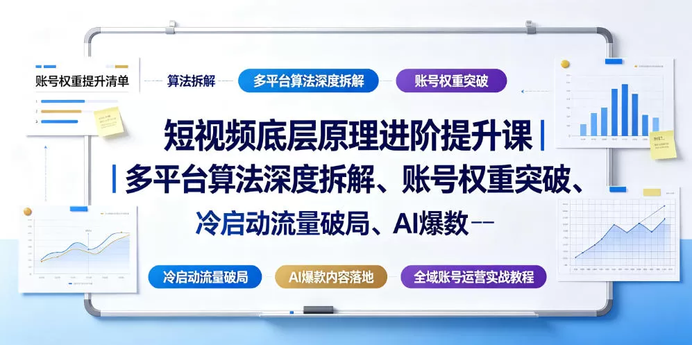 短视频底层原理进阶提升课｜多平台算法深度拆解、账号权重突破、冷启动流量破局、AI爆款内容落地与全域账号运营实战教程-创享网