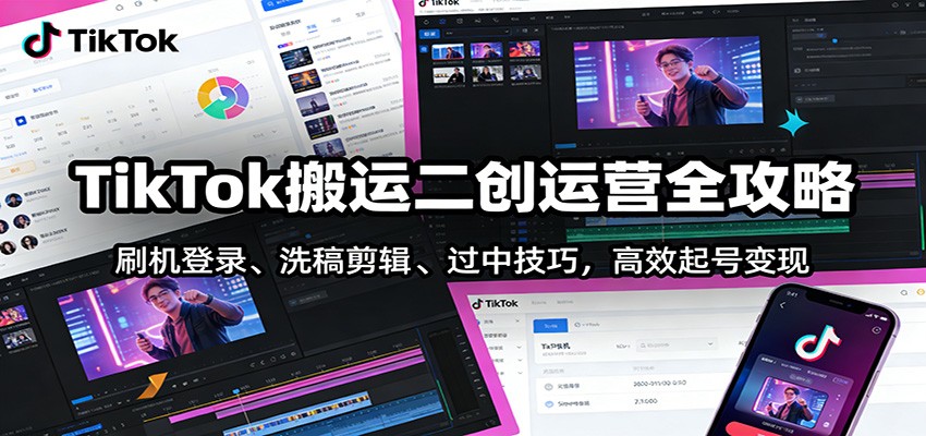 TikTok搬运二创运营全攻略：刷机登录、洗稿剪辑 、过中技巧，高效起号变现 - 创享网-创享网