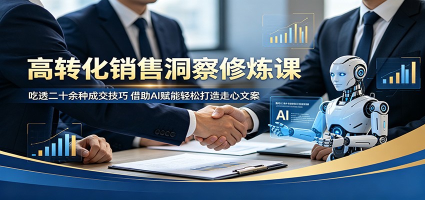 高转化销售洞察修炼课：吃透二十余种成交技巧，借助AI赋能轻松打造走心文案-创享网
