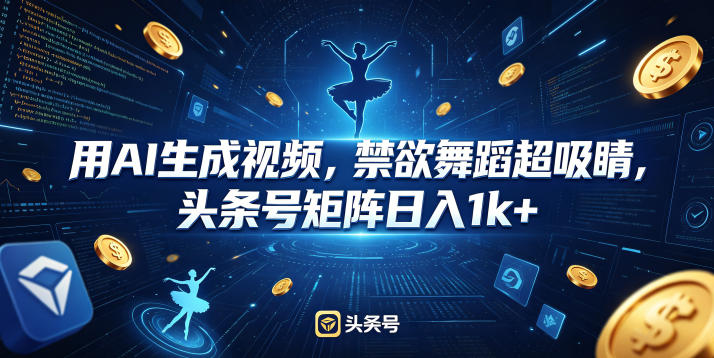用AI生成视频，禁欲舞蹈超吸睛，头条号矩阵日入1k+-创享网