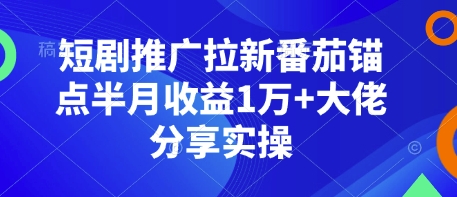 短剧推广拉新番茄锚点半月收益1万+大佬分享实操 - 创享网-创享网