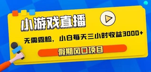 小游戏直播，假期风口项目，无需露脸，小白每天三小时，到账3000+ - 创享网-创享网
