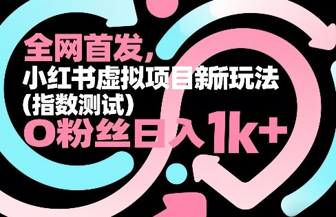 全网首发，小红书虚拟项目新玩法(指数测试)，0粉丝日入1k+，整个玩法完整拆解！-创享网