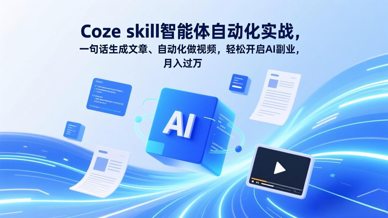 Coze skill智能体自动化实战，一句话生成文章、自动化做视频，轻松开启AI副业，月入过万-创享网