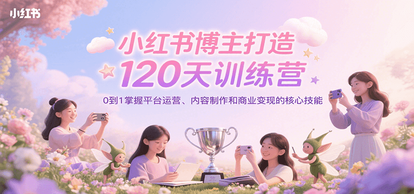 小红书博主打造120天训练营，0到1掌握平台运营、内容制作和商业变现 - 创享网-创享网