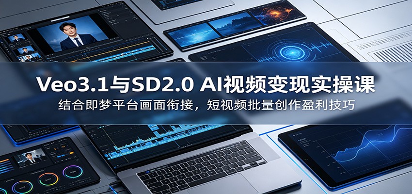 Veo3.1与SD2.0 AI视频变现实操课课：结合即梦平台画面衔接，短视频批量创作盈利技巧-创享网
