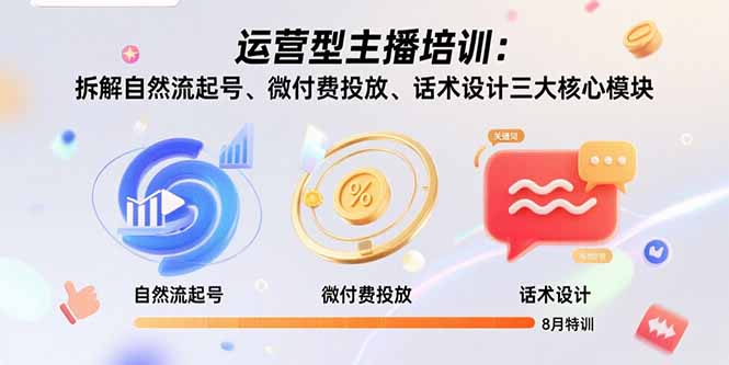 运营型主播培训：拆解自然流起号、微付费投放、话术设计三大核心模块-8月 - 创享网-创享网