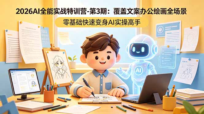 2026AI全能实战特训营-第3期：覆盖文案办公绘画全场景 零基础快速变身AI实操高手 - 创享网-创享网