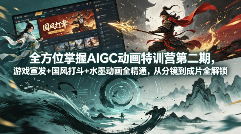 全方位掌握AIGC动画特训营第二期，游戏宣发+国风打斗+水墨动画全精通，从分镜到成片全解锁 - 创享网-创享网