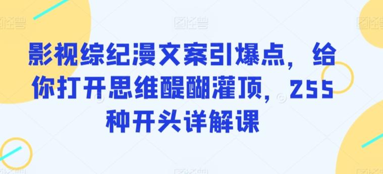 影视综纪漫文案引爆点，给你打开思维醍醐灌顶，255种开头详解课 - 创享网-创享网