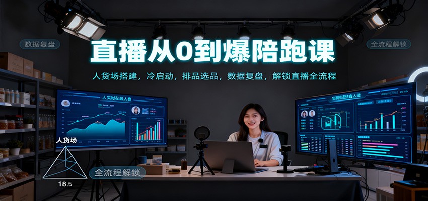 直播从0到爆陪跑课：人货场搭建，冷启动，排品选品，数据复盘，解锁直播全流程-创享网